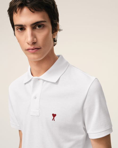 White Cotton Red Ami De Coeur Polo Shirt - 3 - Ami Paris