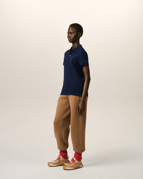 Blue Cotton polo with Ami De Coeur - Woman - 12 - AMI Paris - Ami Paris