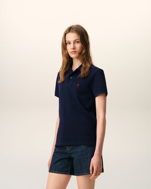 Blue Cotton Red Ami De Coeur Polo Shirt - 12 - Ami Paris
