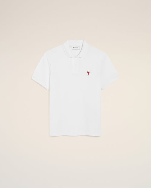 White Cotton Red Ami De Coeur Polo Shirt - WHITE - Ami Paris