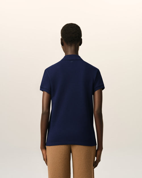 Blue Cotton polo with Ami De Coeur - Woman - 11 - AMI Paris - Ami Paris