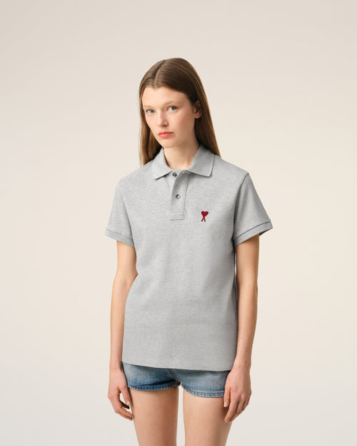Grey Cotton Ami de Coeur Polo Shirt - Woman - 9 - AMI Paris - Ami Paris