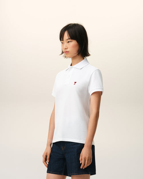 White Cotton Red Ami De Coeur Polo Shirt - Woman - 12 - AMI Paris - Ami Paris