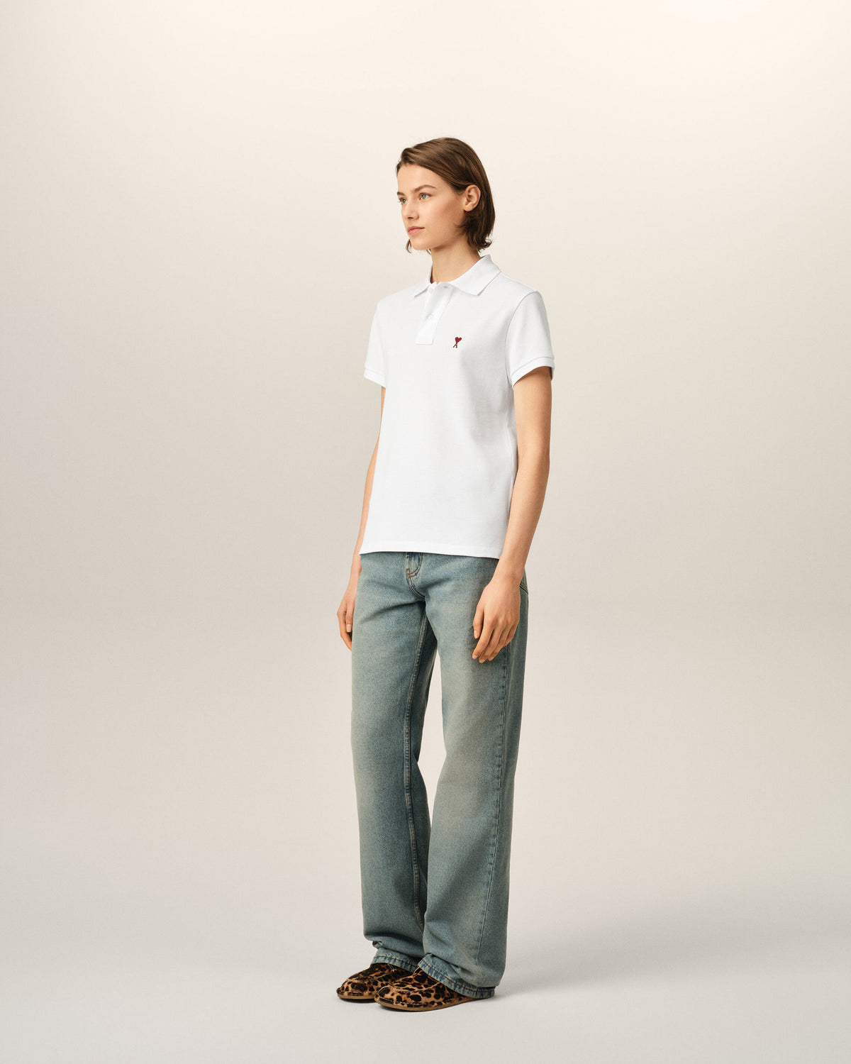 White Cotton polo with Ami De Coeur - 12