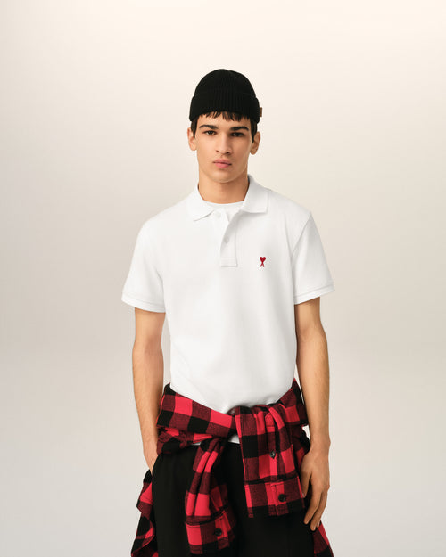 White Cotton polo with Ami De Coeur - 2 - Ami Paris