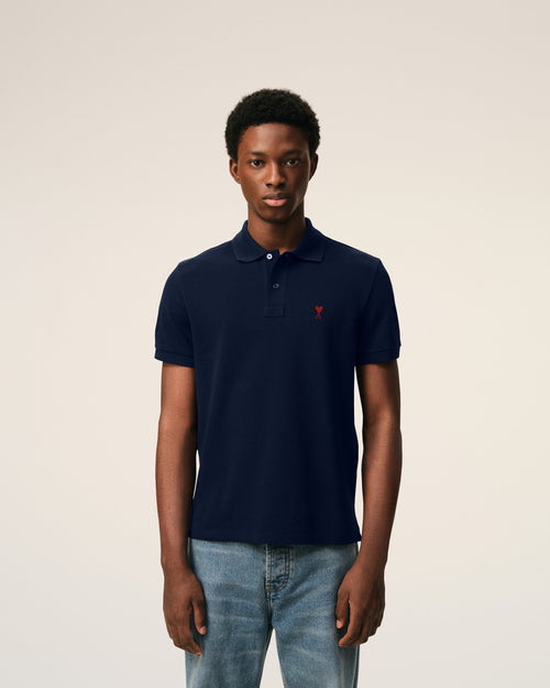 Blue Cotton Red Ami De Coeur Polo Shirt - Man - 3 - AMI Paris - Ami Paris