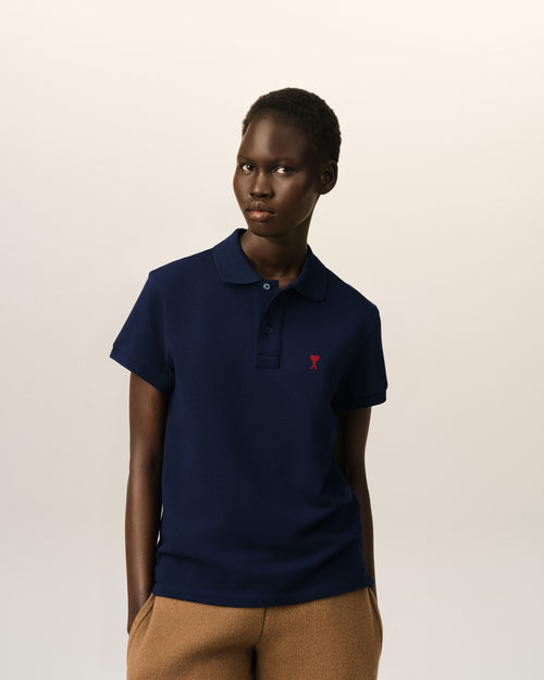                             Blue Cotton polo with Ami De Coeur - 3                         - Ami Paris
