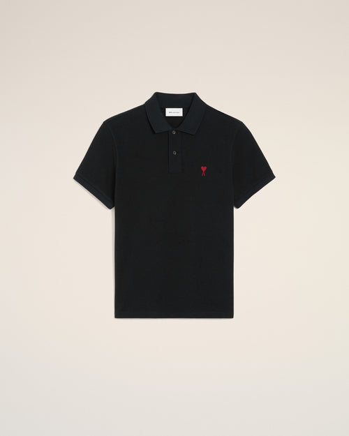 Black Cotton Red Ami De Coeur Polo Shirt - 4 - Ami Paris