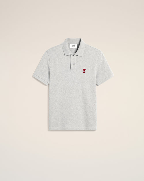 Grey Cotton Ami de Coeur Polo Shirt - HEATHER ASH GREY - Ami Paris