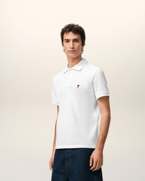 Polo Ami de Cœur in cotone biologico bianco - Uomo - 6 - AMI Paris - Ami Paris