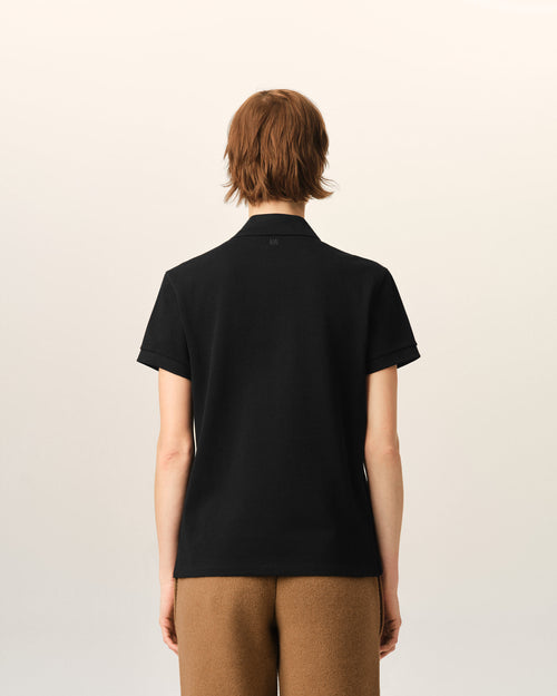 Black Cotton polo with Ami De Coeur - Woman - 11 - AMI Paris - Ami Paris