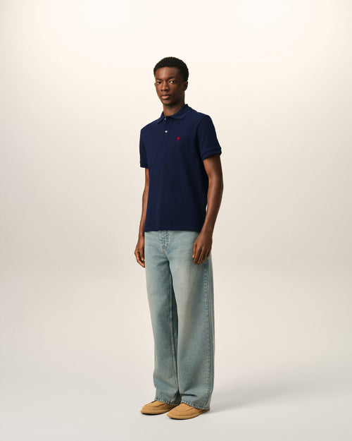 Blue Cotton polo with Ami De Coeur - Man - 6 - AMI Paris - Ami Paris