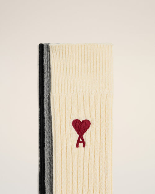 Tricolor Cotton Three Pack Socks - 2 - Ami Paris