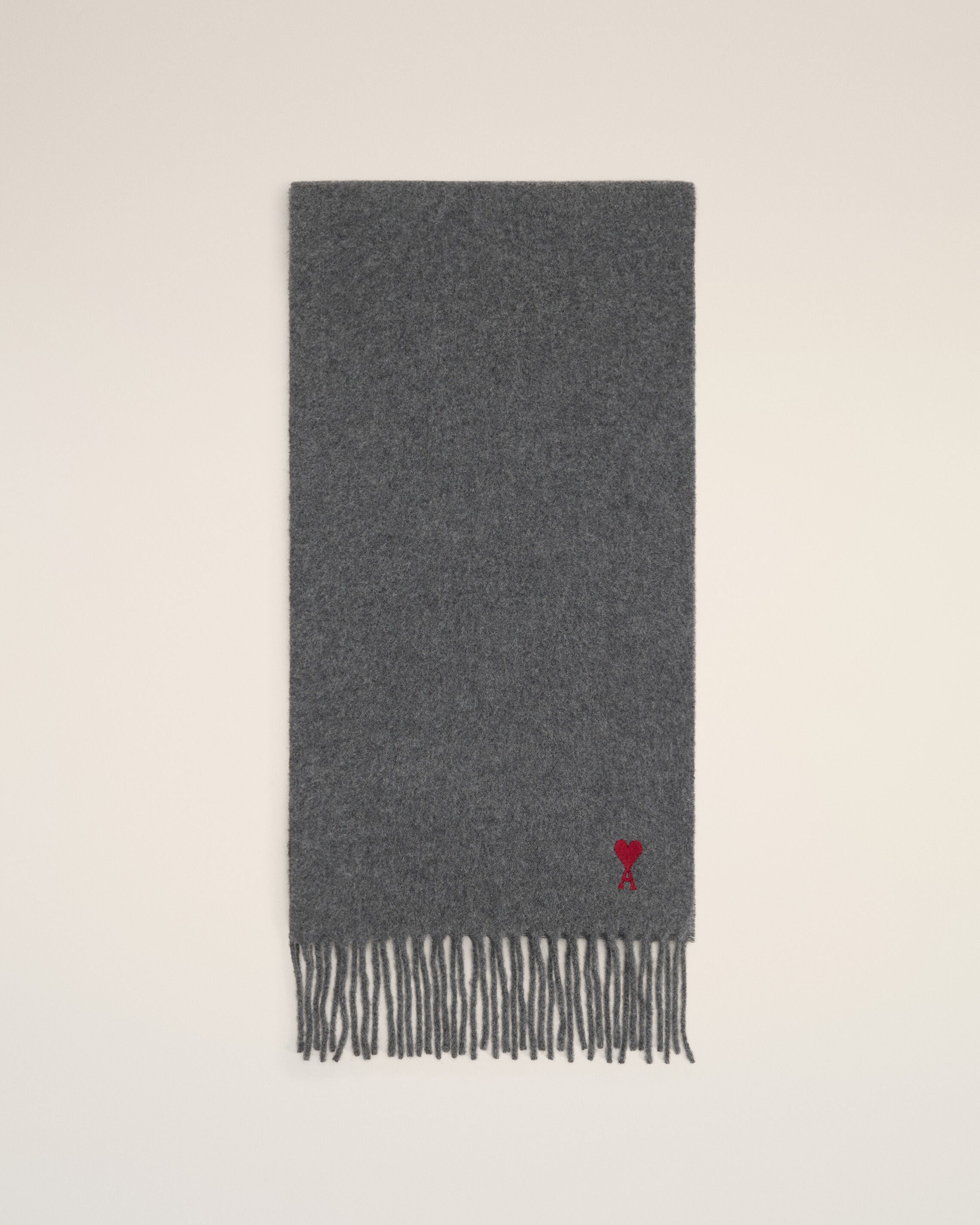 Grey wool scarf with Ami de Coeur - 1