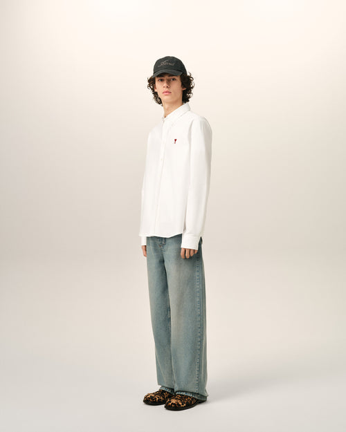White cotton shirt with Ami de Coeur - Man - 6 - AMI Paris - Ami Paris