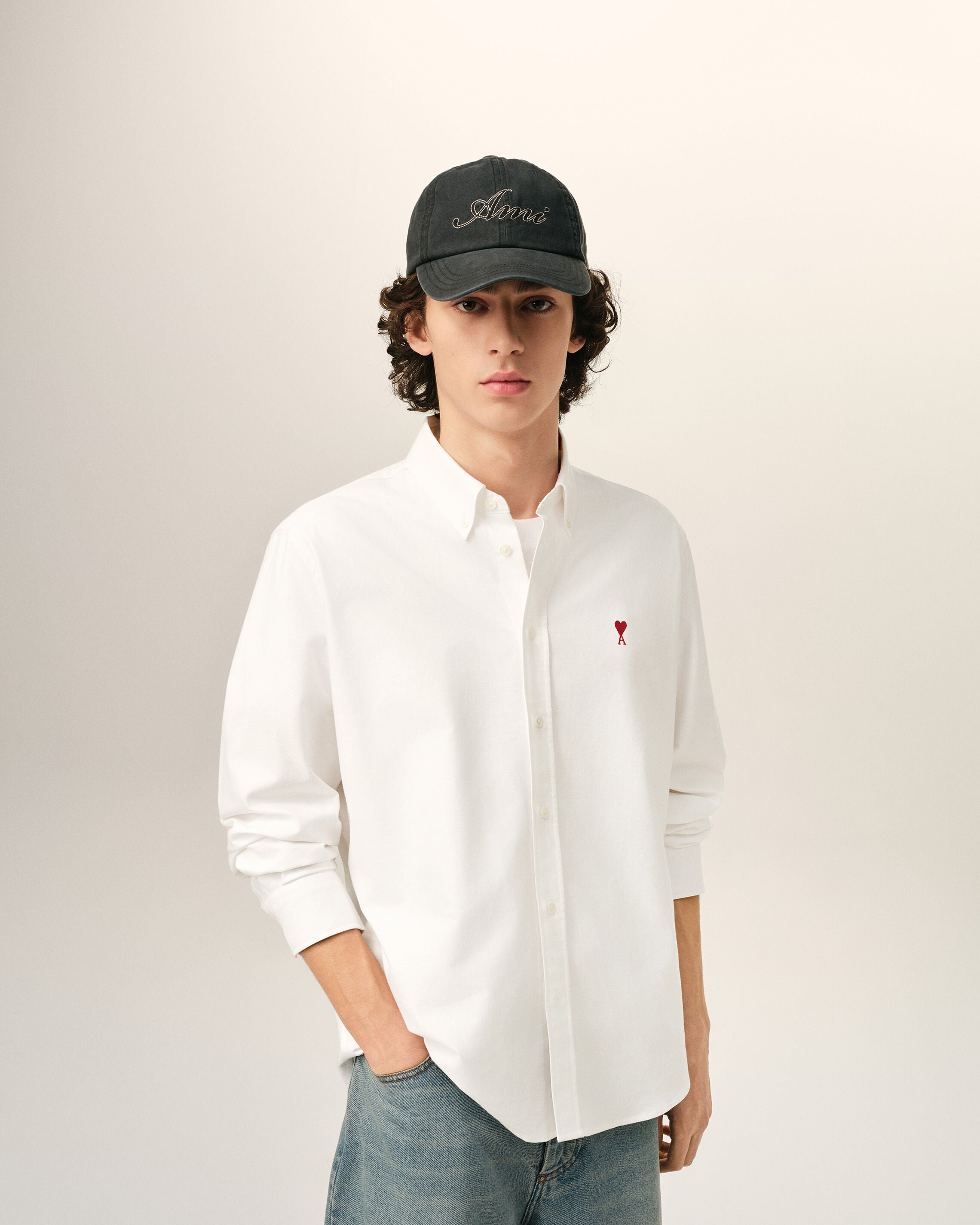 Natural White Button-Down Ami De Coeur Shirt | AMI PARIS