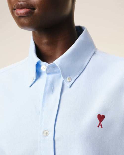Camicia button-down Ami de Cœur in cotone blu - Donna - 10 - AMI Paris - Ami Paris