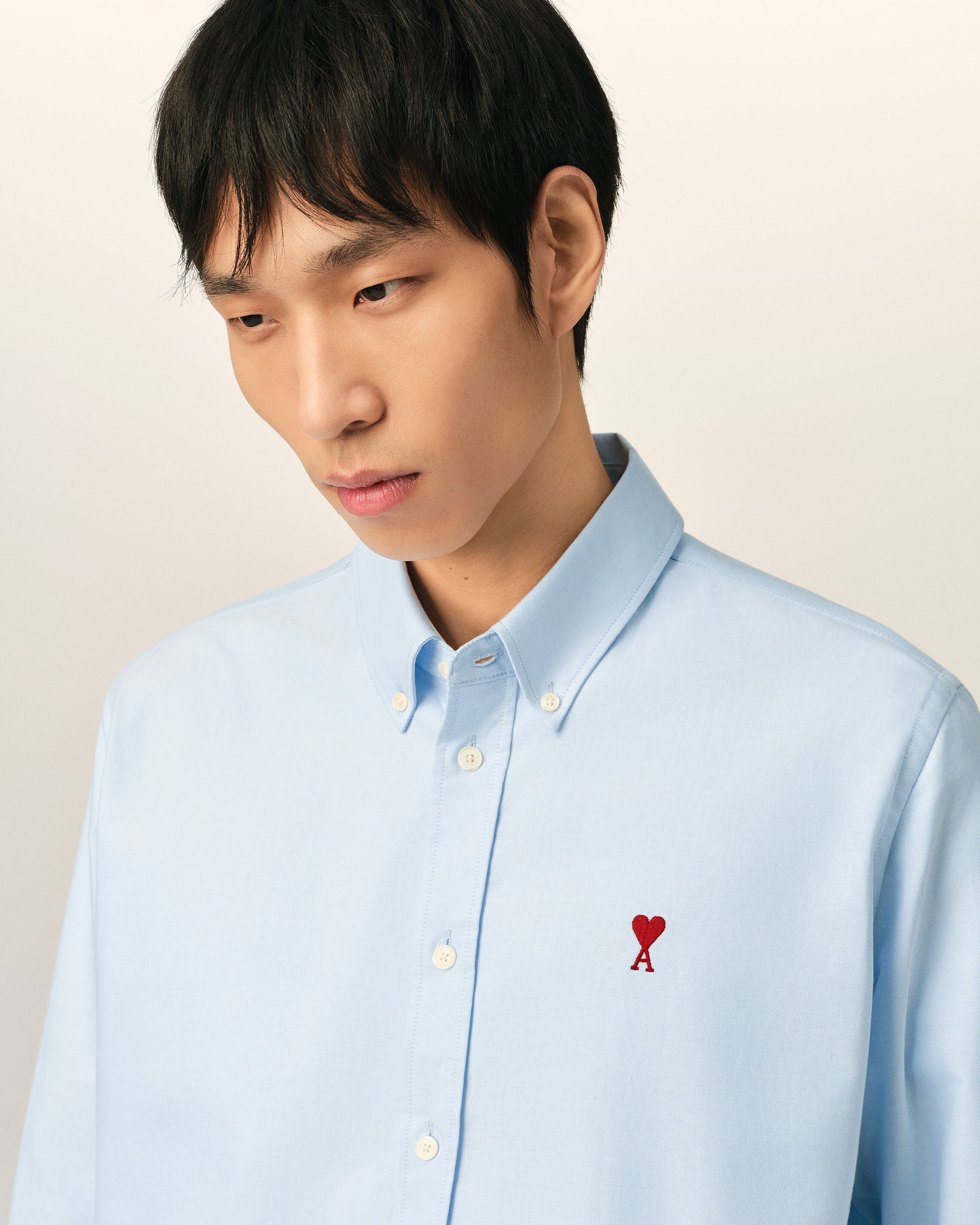 Blue cotton shirt with Ami de Coeur - 4