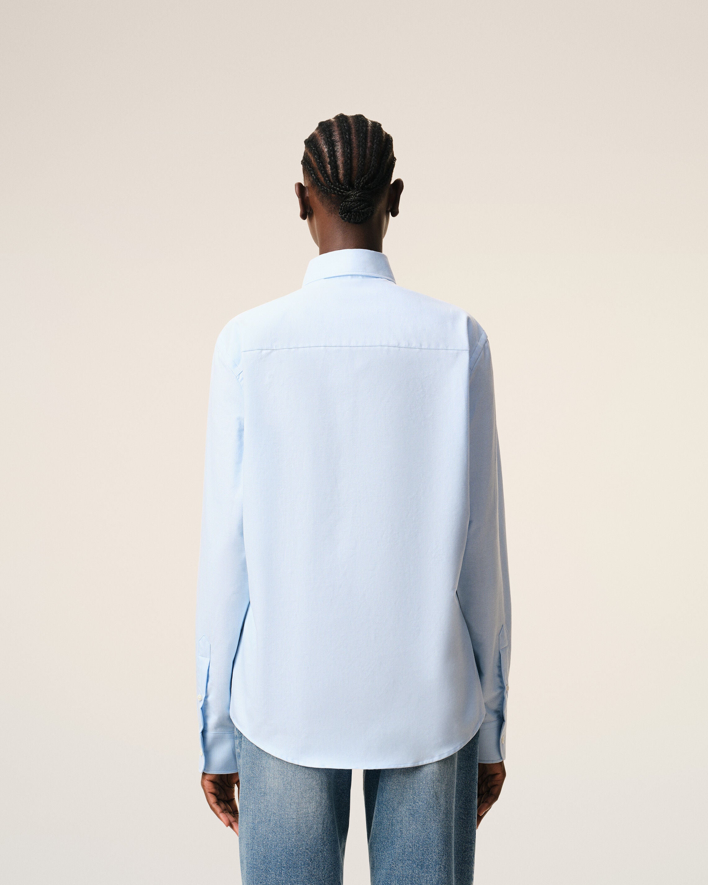 Chemise Classique Manches Longues Col Boutonne Et Ami De Coeur Brode Bleu en Coton - 11