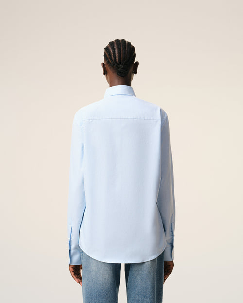 Blue Cotton Classic Long Sleeve Shirt Button Down Collar With Embroidered Adc - Woman - 11 - AMI Paris - Ami Paris
