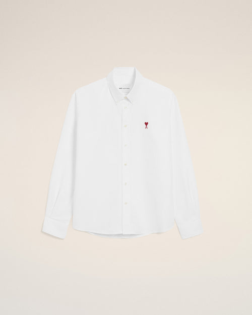 White cotton shirt with Ami de Coeur - Man - 1 - AMI Paris - Ami Paris