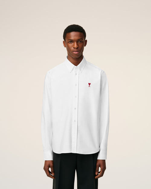White Cotton Button Down Ami De Coeur Shirt - 3 - Ami Paris