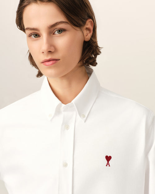 White cotton shirt with Ami de Coeur - Woman - 10 - AMI Paris - Ami Paris
