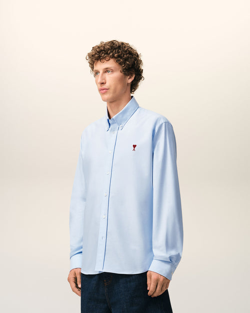 Camicia button-down Ami de Cœur in cotone blu - Uomo - 6 - AMI Paris - Ami Paris