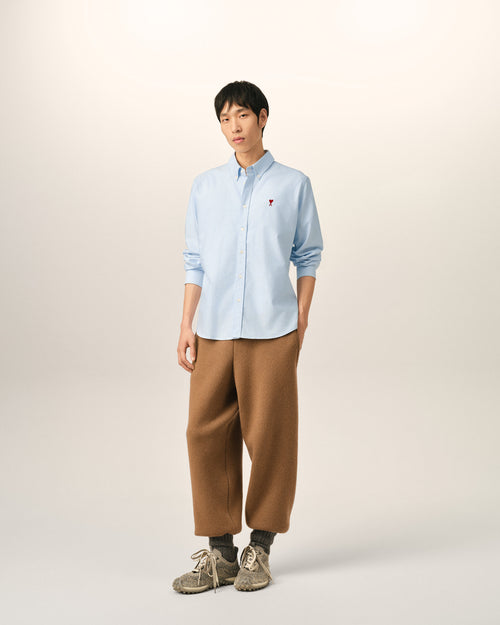 Blue cotton shirt with Ami de Coeur - Man - 3 - AMI Paris - Ami Paris