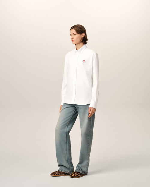 White cotton shirt with Ami de Coeur - Woman - 12 - AMI Paris - Ami Paris