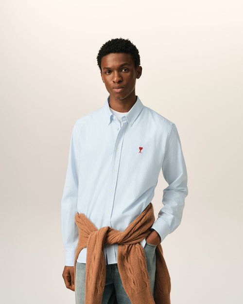 Camisa Ami de Cœur de algodón azul a rayas - 1 - Ami Paris