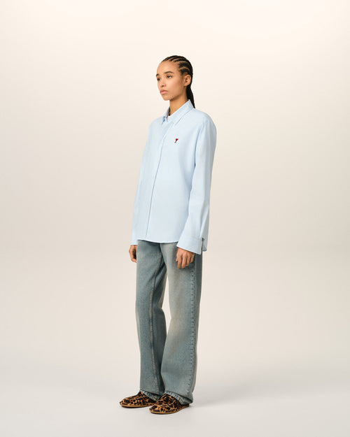 Blue stripped cotton shirt with Ami de Coeur - Woman - 12 - AMI Paris - Ami Paris