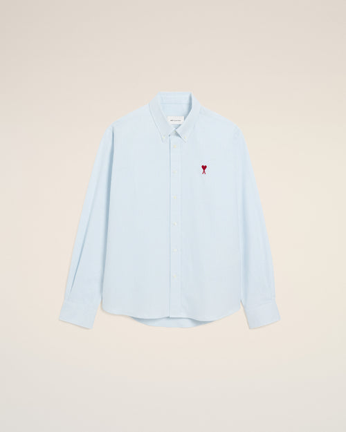Camisa Ami de Cœur de algodón azul a rayas - 2 - Ami Paris