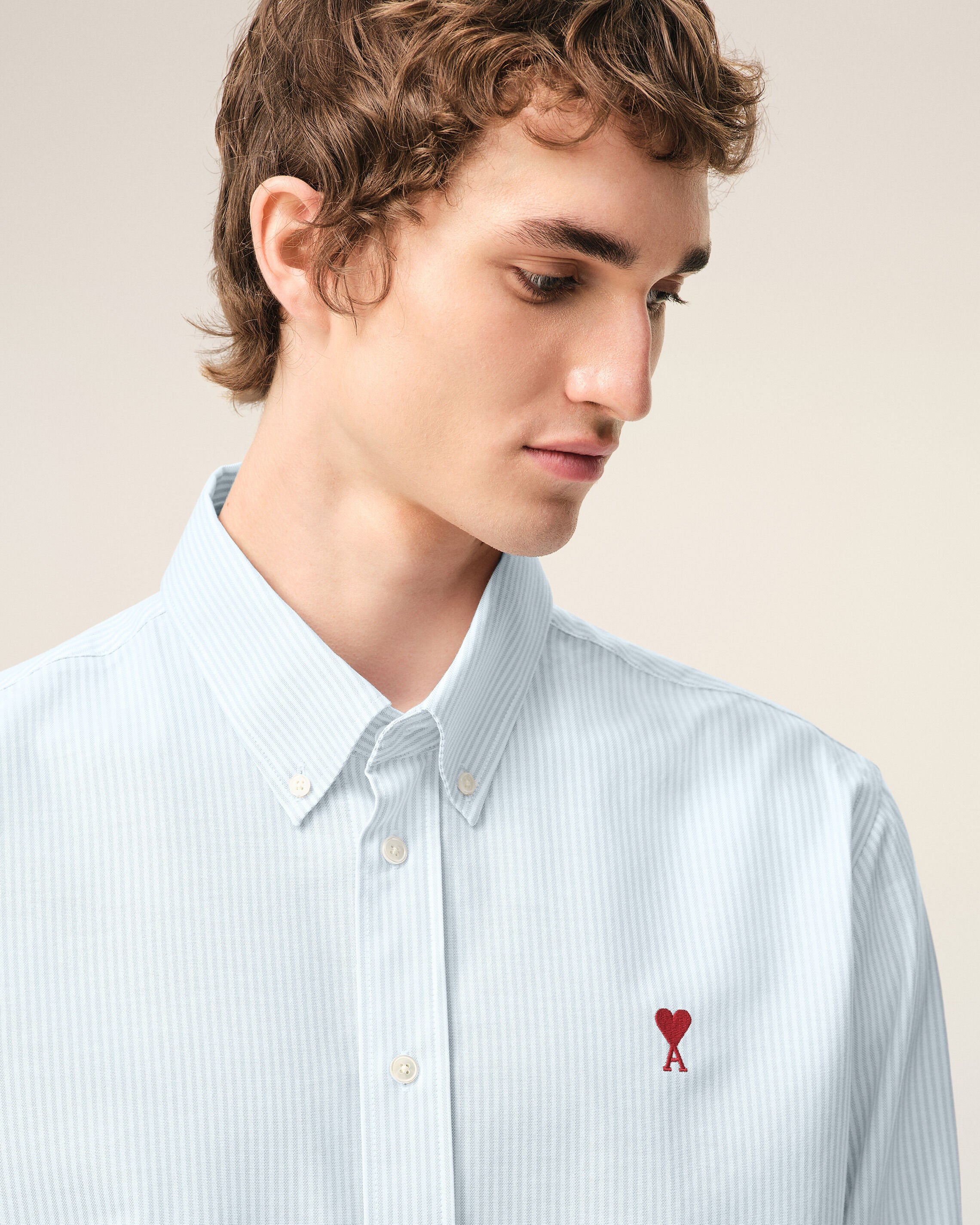 Ami De Coeur ボタンダウン シャツ スカイブルー/ナチュラルホワイト