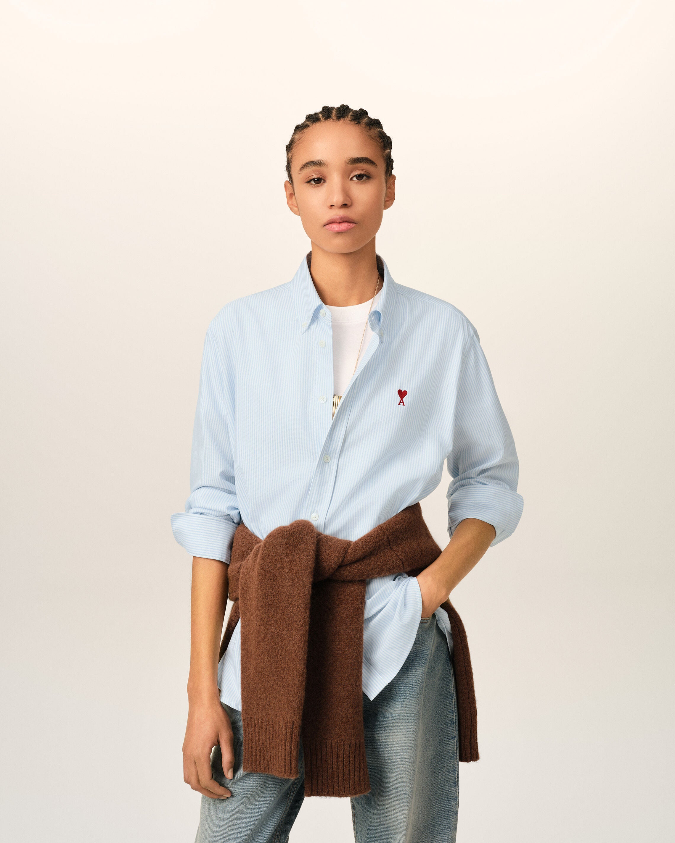 Camisa Ami de Cœur de algodón azul a rayas - 8