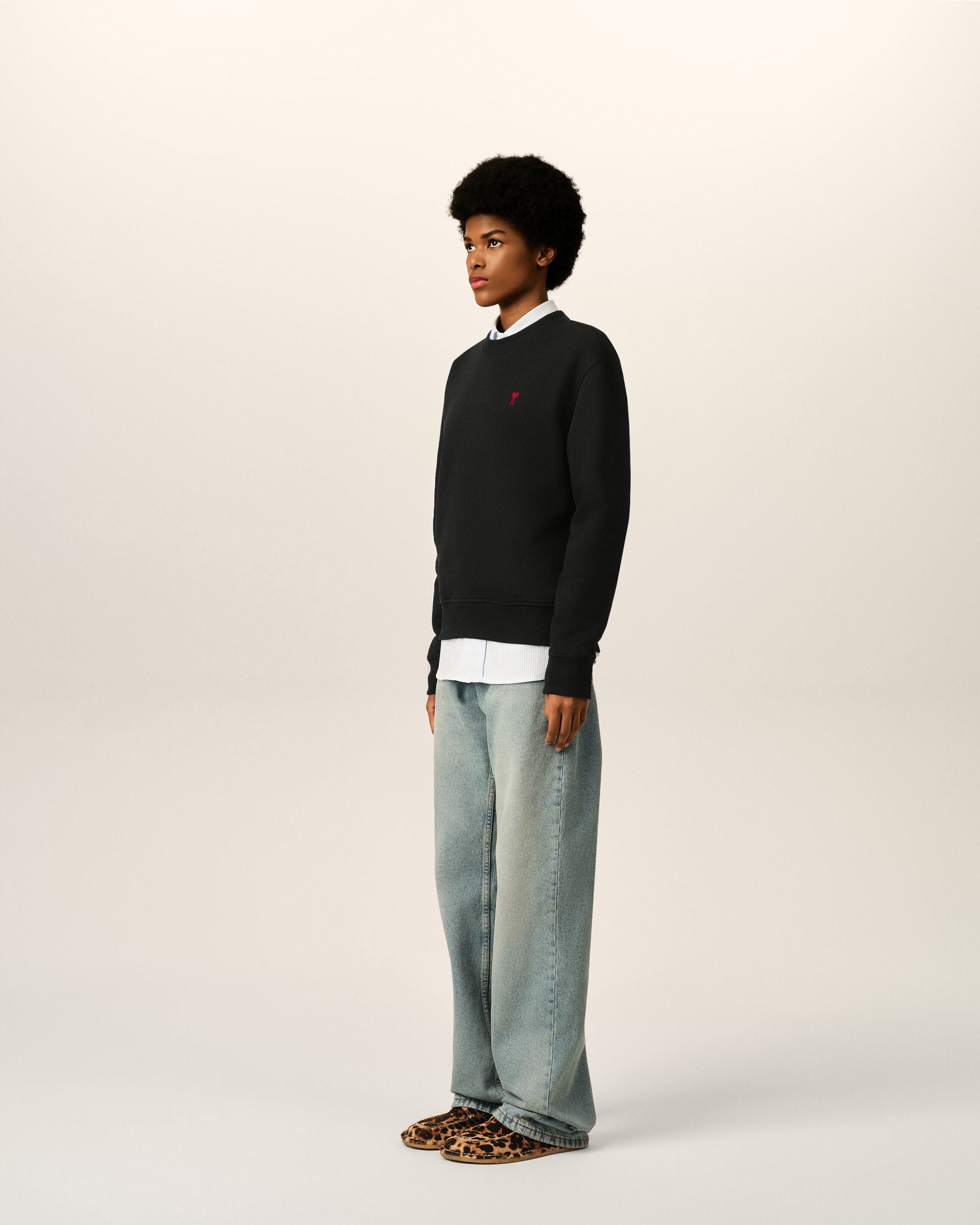 Black cotton sweatshirt with Ami de Coeur - 12