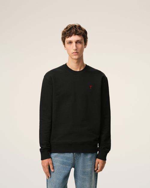 Black Cotton Red Ami De Coeur Sweatshirt - Man - 3 - AMI Paris - Ami Paris