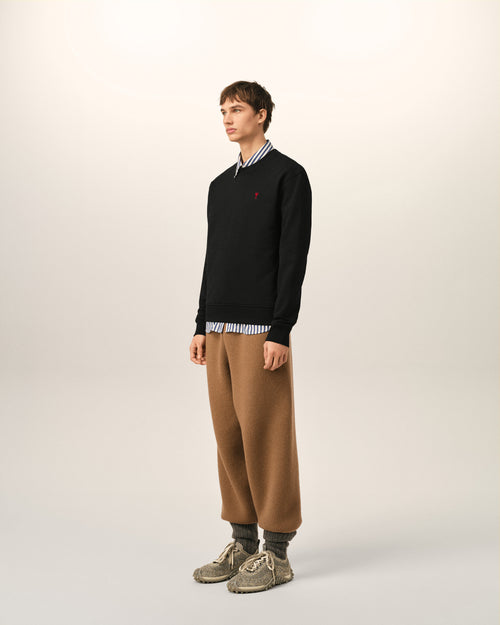 Black cotton sweatshirt with Ami de Coeur - Man - 6 - AMI Paris - Ami Paris