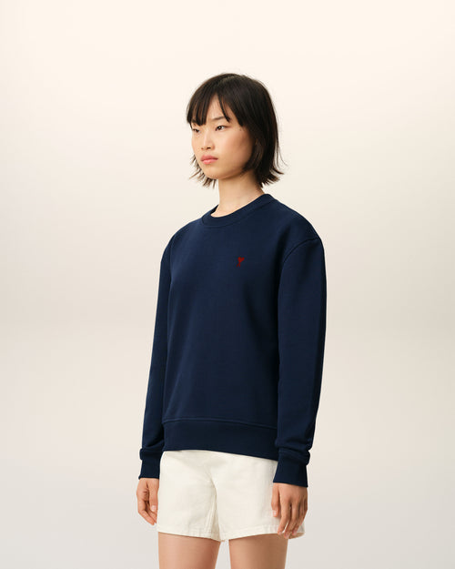 Blue Cotton Red Ami De Coeur Sweatshirt - Woman - 12 - AMI Paris - Ami Paris