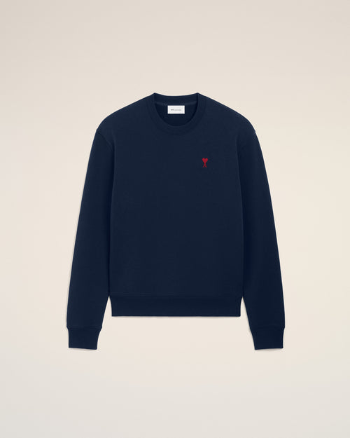 Blue cotton sweatshirt with Ami de Coeur - NIGHT BLUE - Ami Paris