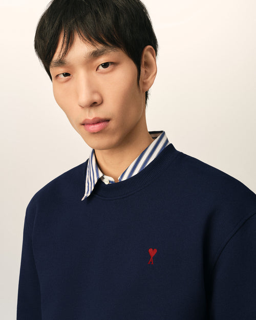 Blue cotton sweatshirt with Ami de Coeur - Man - 4 - AMI Paris - Ami Paris