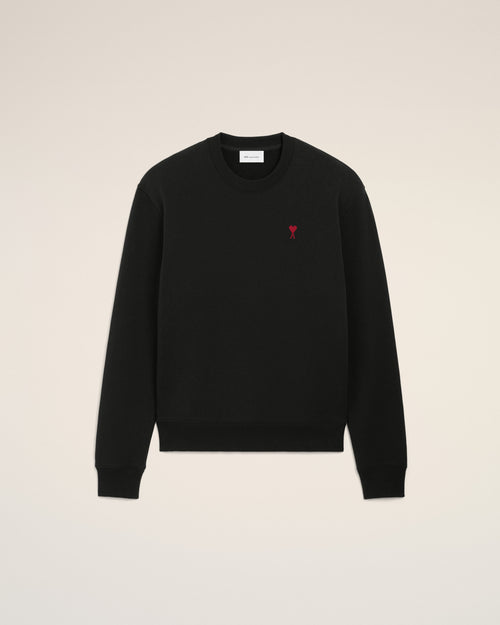 Black cotton sweatshirt with Ami de Coeur - Man - 1 - AMI Paris - Ami Paris