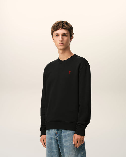 Black Cotton Red Ami De Coeur Sweatshirt - Man - 6 - AMI Paris - Ami Paris