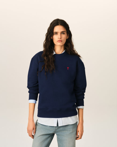 Blue cotton sweatshirt with Ami de Coeur - Woman - 8 - AMI Paris - Ami Paris