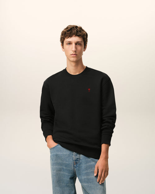 Black Cotton Red Ami De Coeur Sweatshirt - 1 - Ami Paris