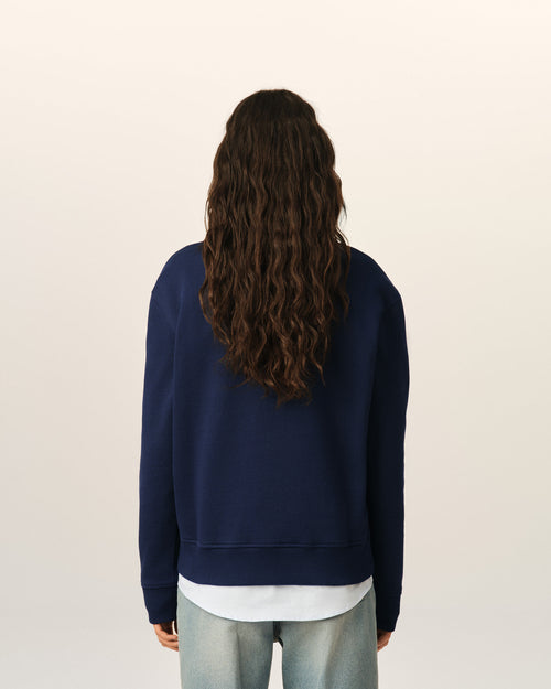 Blue cotton sweatshirt with Ami de Coeur - Woman - 11 - AMI Paris - Ami Paris
