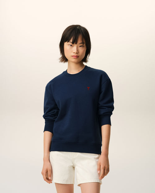                            Blue Cotton Red Ami De Coeur Sweatshirt - 3                         - Ami Paris