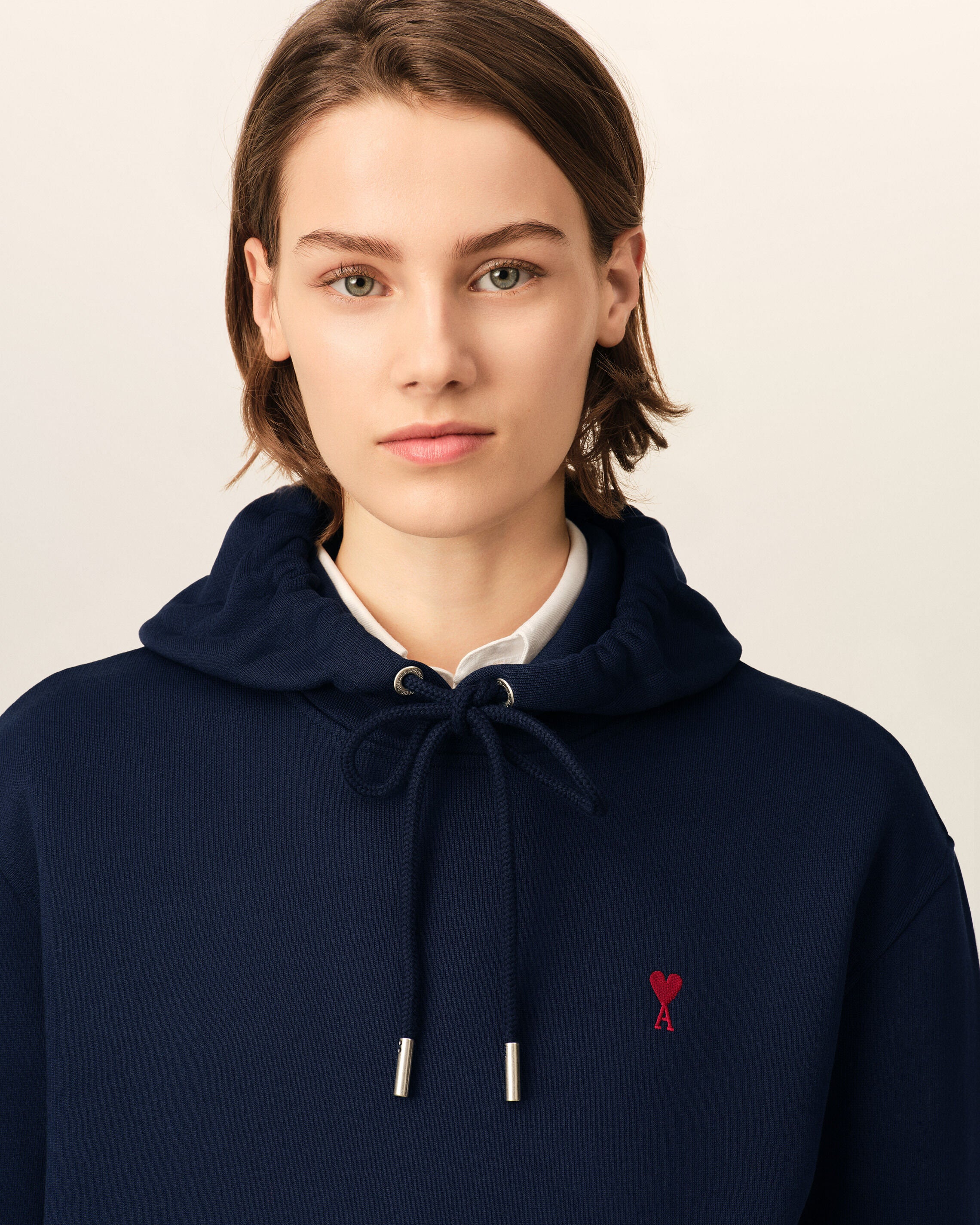 Blue cotton hoodie with Ami de Coeur - 10