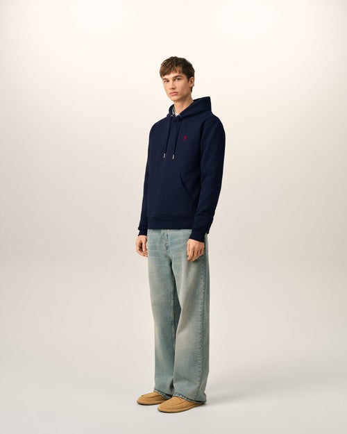 Blue cotton hoodie with Ami de Coeur - Man - 6 - AMI Paris - Ami Paris