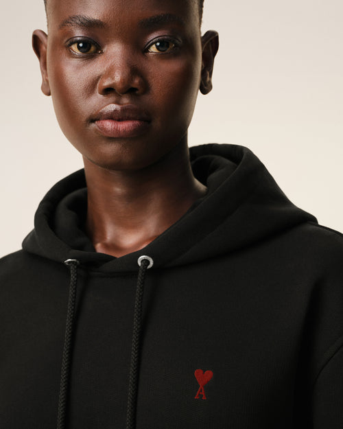 Black Cotton Red Ami De Coeur Hoodie - 10 - Ami Paris
